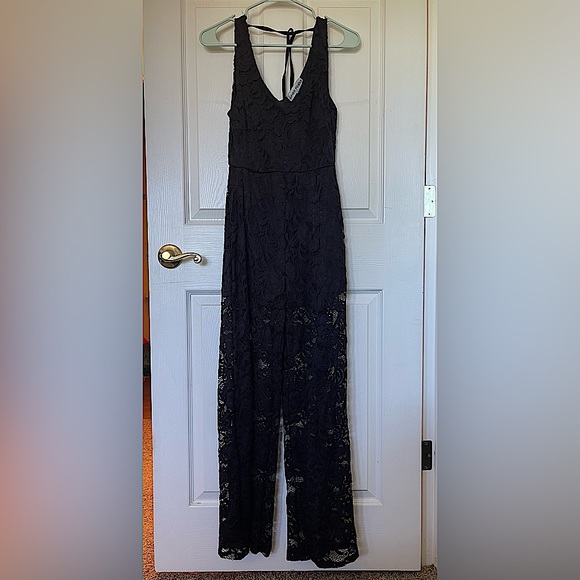 Almost Famous Pants - Black lace jumpsuit